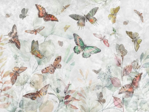 Elibri 700 32 Centralny motyl zielono-miętowy, tło cieplejsze zielono-szałwiowe, bardziej naturalny