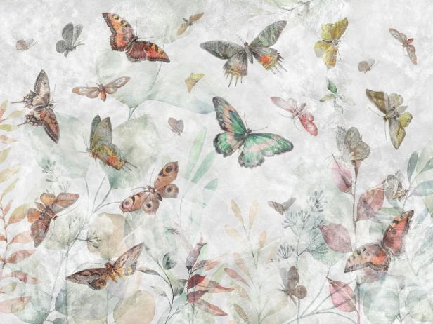 Elibri 700 32 Centralny motyl zielono-miętowy, tło cieplejsze zielono-szałwiowe, bardziej naturalny