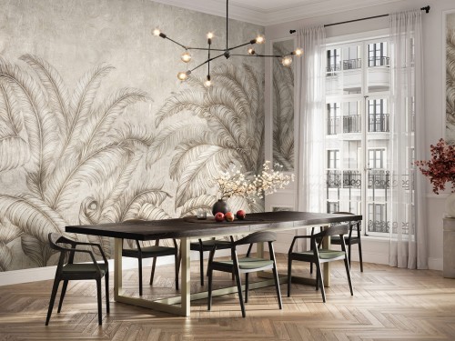 Fototapeta STELLA liście palmowe grawerunek 2 kolory