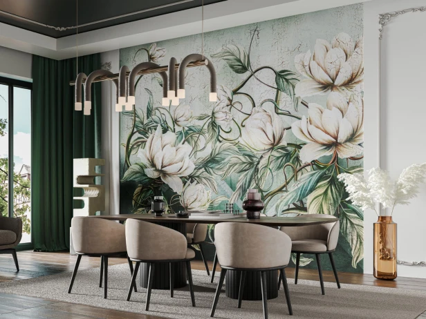 Fototapeta Kaira białe magnolie na zielonym tle