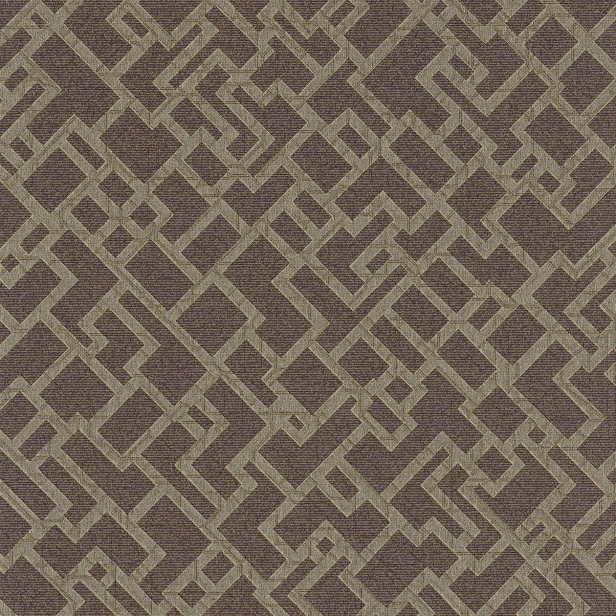 91571034 Ciemny brąz z kontrastowym beżowym labiryntem w stylu art deco.