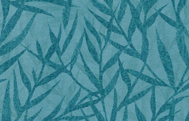 Luksusowa tapeta turkusowa Texam Home Takeh AB101 botaniczna z liśćmi bambusa 3D
