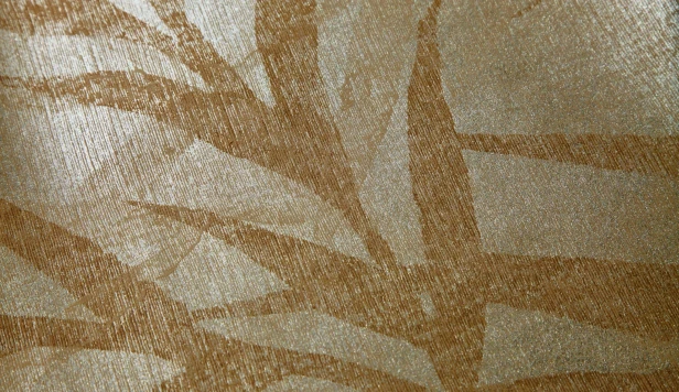 Kolekcja luksusowych tapet włoskich Texam Home Takeh o strukturze lnu z botanicznym motywem liści bambusa