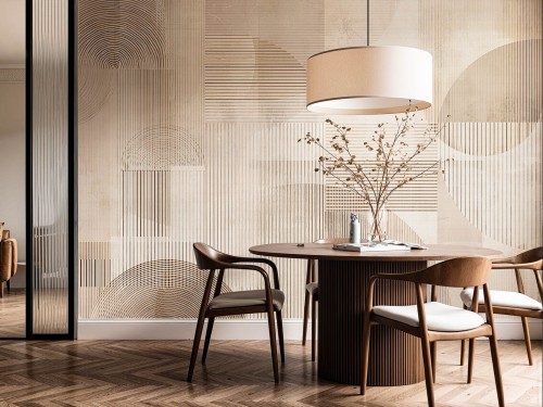 fototapeta Sari z motywem beżowych łuków i linii w stylu art deco na wymiar