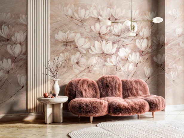 Fototapeta na wymiar Treviso z magnoliami w wersji Blush Meadow / Różana Łąka
