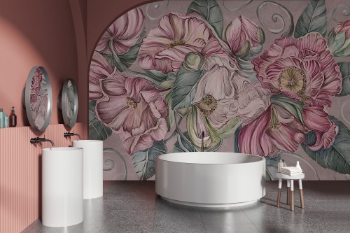 Fototapeta Gardenia różowe kwiaty w 3 wersjach kolorystycznych
