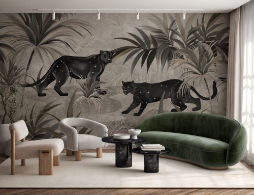 Fototapeta Panthero czarne pantery w 3 wersjach kolorystycznych