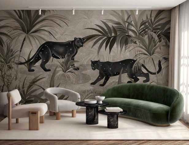 Fototapeta Panthero czarne pantery w 3 wersjach kolorystycznych