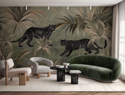 Fototapeta Panthero czarne pantery w 3 wersjach kolorystycznych