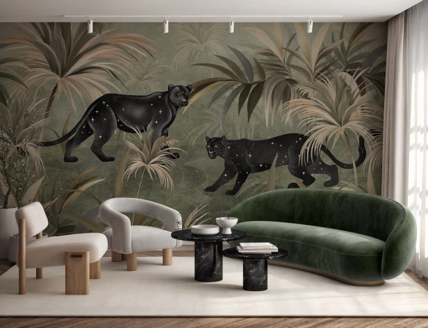 Fototapeta Panthero czarne pantery w 3 wersjach kolorystycznych