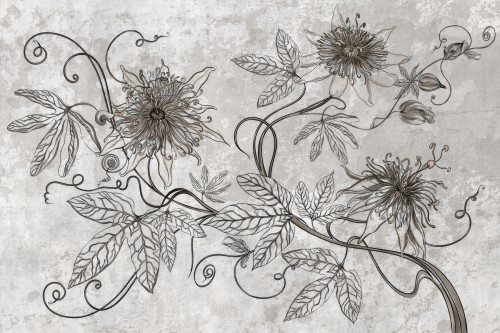 fototapeta Maraya TPA-0826-0213-01 passiflora taupe ciepły beżowo-brązowy botaniczna