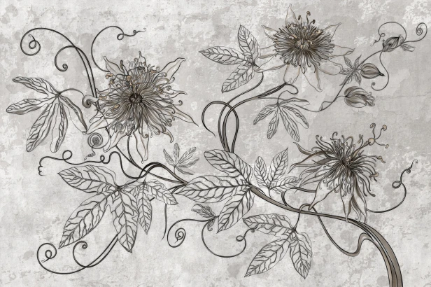 fototapeta Maraya TPA-0826-0213-01 passiflora taupe ciepły beżowo-brązowy botaniczna