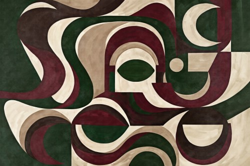 fototapeta Mouv TPA-0826-0218-00 abstrakcja organiczna zieleń butelkowa bordo winny beż
