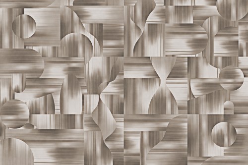 tapeta Trame TPA-0826-0223-00 geometryczna bauhaus szczotkowany metal taupe ciepły brązowy art deco