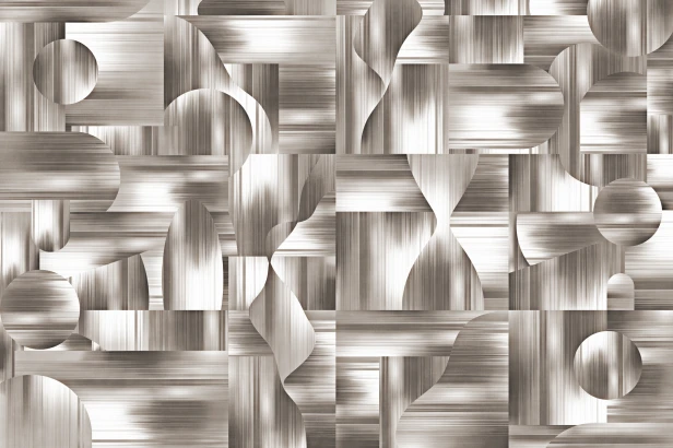 tapeta Trame TPA-0826-0223-01 geometryczna bauhaus szczotkowany metal taupe jasny srebrzysty modern glam biuro