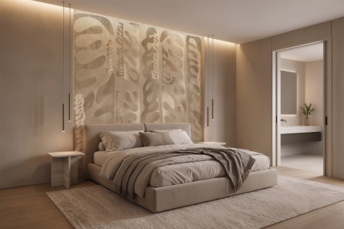 tapeta Sable liście Matisse taupe piaskowy komplet 4 kolorów