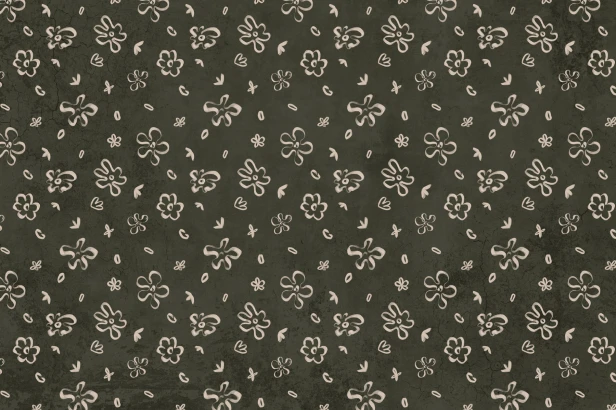 tapeta Floret TPA-0826-0228-04 kwiatki beżowe na oliwkowej zieleni ciemna boho