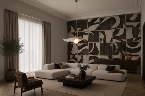 fototapeta Echo collage geometryczny brąz czekoladowy komplet 4 kolorów