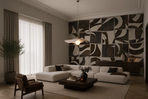 fototapeta Echo collage geometryczny brąz czekoladowy komplet 4 kolorów