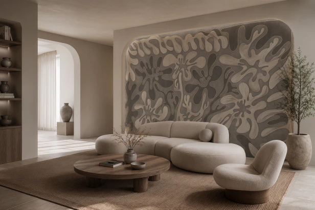 fototapeta Allure organiczny mural Matisse szary taupe komplet 6 kolorów