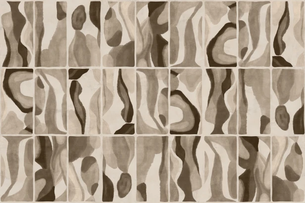 tapeta Nuit TPA-0826-0235-04 kafelki brąz sepia taupe wabi-sabi