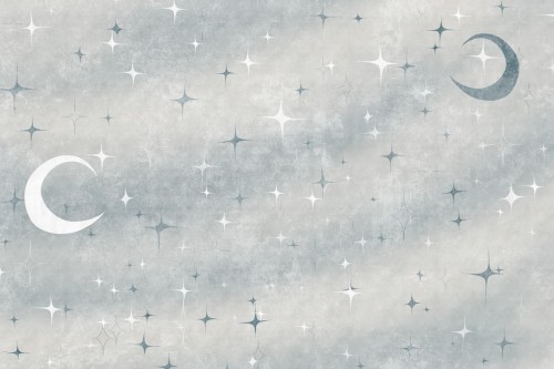 tapeta Celeste TPA-0826-0236-00 księżyce gwiazdy błękitno-szary lodowy denim celestial boho