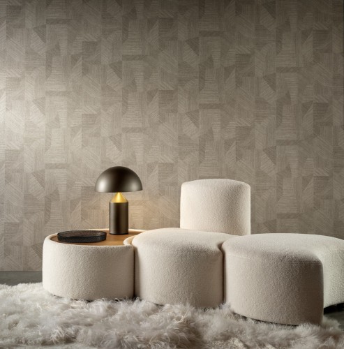 tapeta obiektowa Tarragon geometria cięty len komplet 8 kolorów