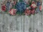 Vincera 515 31 Tło jasny szary cement z prążkami. Romby grafitowe ciemne. Kwiaty pełny kolor. Lekki dzienny