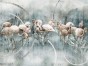 Flamingo 665 31 Tło niebiesko-szary chłodny z białymi kręgami, trawy szare, bardziej elegancki i morski