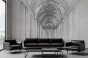 fototapeta Głębia z rysunkiem korytarza z kolumnami i sklepieniem w stylu architektonicznego szkicu na wymiar