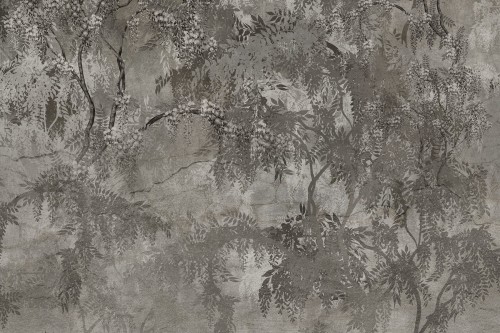 TPA-0125-0132-02 Chłodny szaro-grafitowy z ciemniejszymi liśćmi, najbardziej nowoczesny i minimalistyczny.