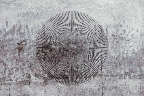 TPA-0224-0059-00 Chłodny szaro-błękitny z grafitowym słońcem i niebieskim pyłem, najbardziej eteryczny i spokojny.