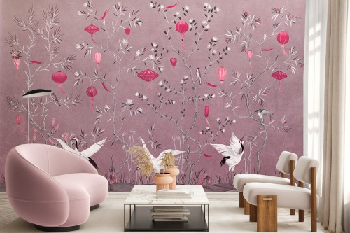Fototapeta Kiran żurawie i lampiony w 5 wersjach kolorystycznych