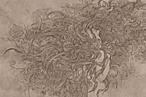 TPA-0324-0079-05 Sepia na fakturze lnu, płócienna. Cieplejszy, miękki i przytulny vintage.