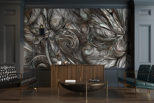 Fototapeta Calm fantazyjne pióra i spirale art déco w 10 wersjach kolorystycznych