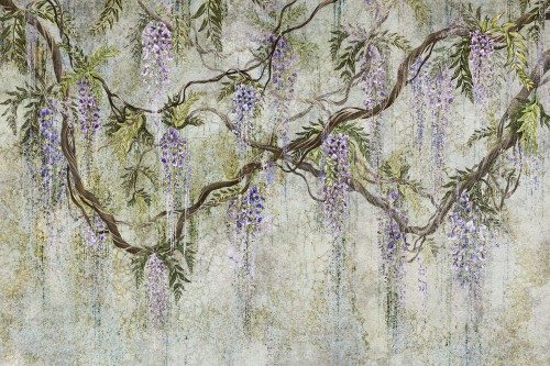 TPA-0625-0172-03 Zielono-beżowy tynk z lawendową wisterią, najbardziej ogrodowy i naturalny.