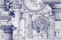 TPA-0824-0103-07 Jasny biało-granatowy blueprint, najbardziej techniczny i rysunkowy.