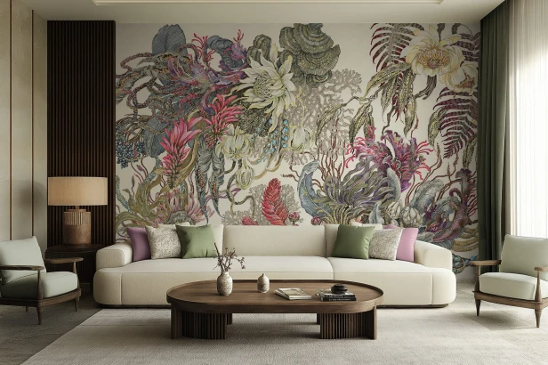 Fototapeta Botanica fantazyjne rośliny i grzyby w 10 wersjach kolorystycznych
