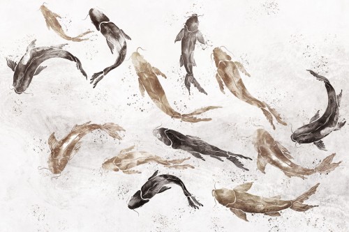 TPA-1025-0186-02 Ziemisty kawowo-taupe z brązowymi i czarnymi koi, najbardziej naturalny i stonowany.