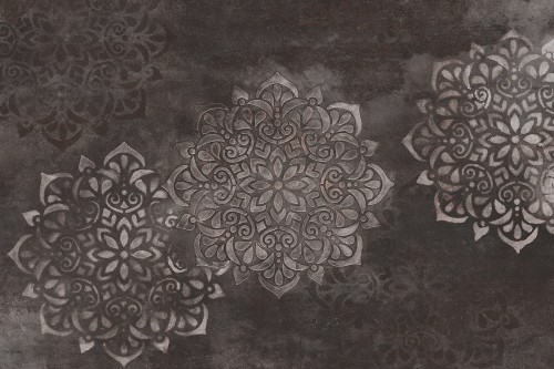 TPA-1123-0012-01 Ciemny grafitowo-czarny z jasnymi mandalami negatyw, najbardziej dramatyczny i loftowy.