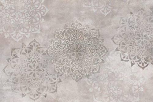 TPA-1123-0012-02 Ciepły beżowo-taupe z szarobeżowymi mandalami, najbardziej przytulny i boho