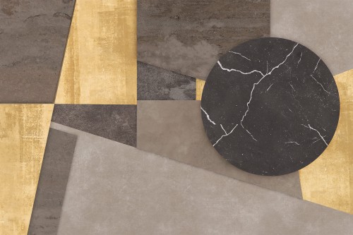 TPA-1123-0021-02 Grafitowo-złoty z czarnym marmurowym kołem i złotymi płaszczyznami, najbardziej luksusowy i dramatyczny.