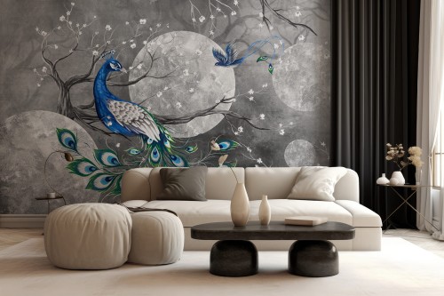 Fototapeta Peacock paw pod księżycami w 3 wersjach kolorystycznych
