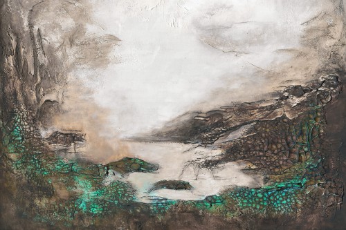TPA-1223-0041-01 Miodowo-beżowy z przygaszoną turkusową żyłką, najbardziej miękki i naturalny