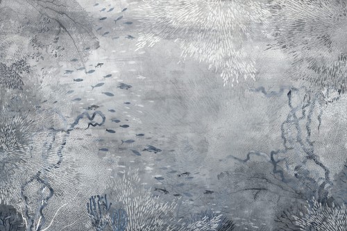 TPA-0426-0204-03 Chłodny stalowo-błękitny z grafitowymi rafami i stalowymi rybkami, najbardziej głęboki i nasycony.
