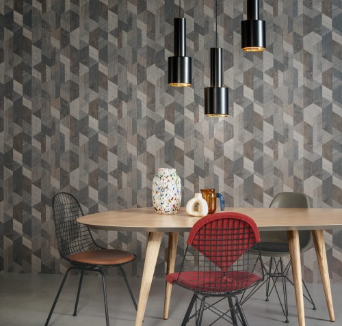 Tapeta obiektowa Cedar – 5 kolorów – efekt geometrycznego drewna 3D